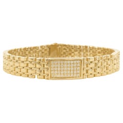 1.95 CT ID Diamond Rolex Style Links Bracelet pour homme en or jaune 14k 42.4 g 8.5

