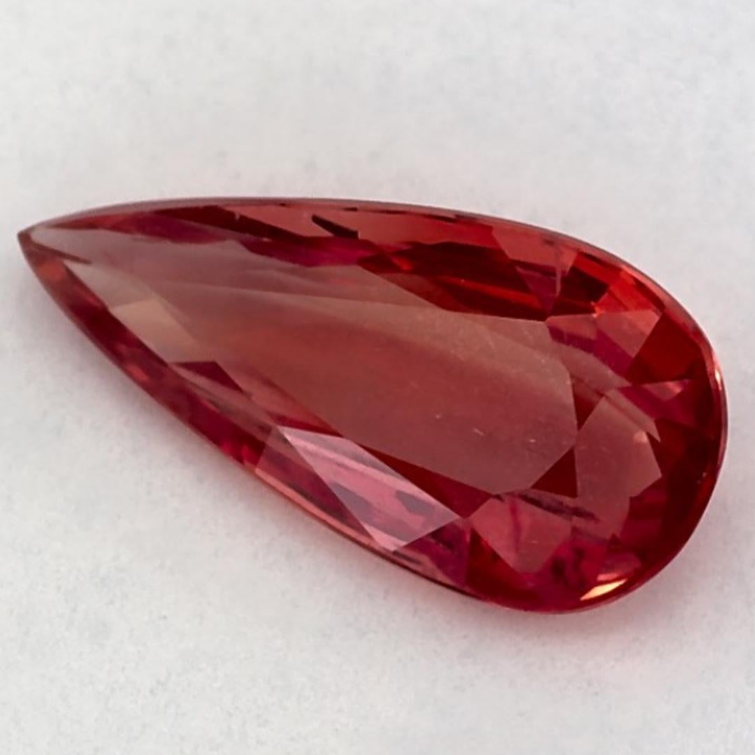 1.95 Ct Ruby Pear Loose Gemstone Corte pera en venta
