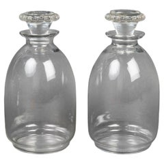 Vintage 1935 René Lalique - Art Deco Pair of Decanters Boules Clear Glass