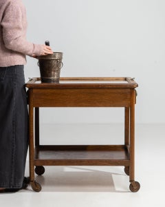 1950-1959 France Weathered Honey Oak Oak Tea Trolley