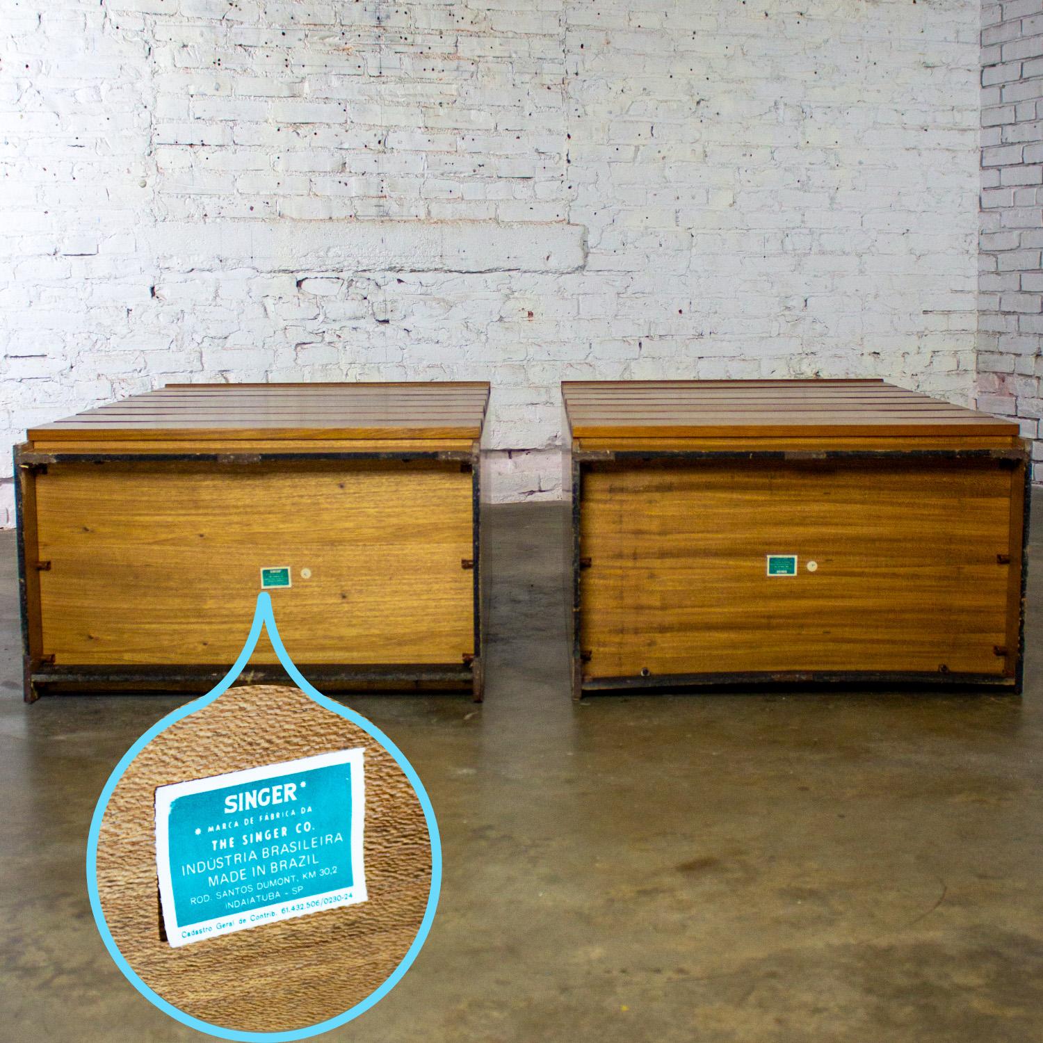 Paire de commodes en bois dur MCM 1950-1960 fabriquées au Brésil par Singer en vente 6