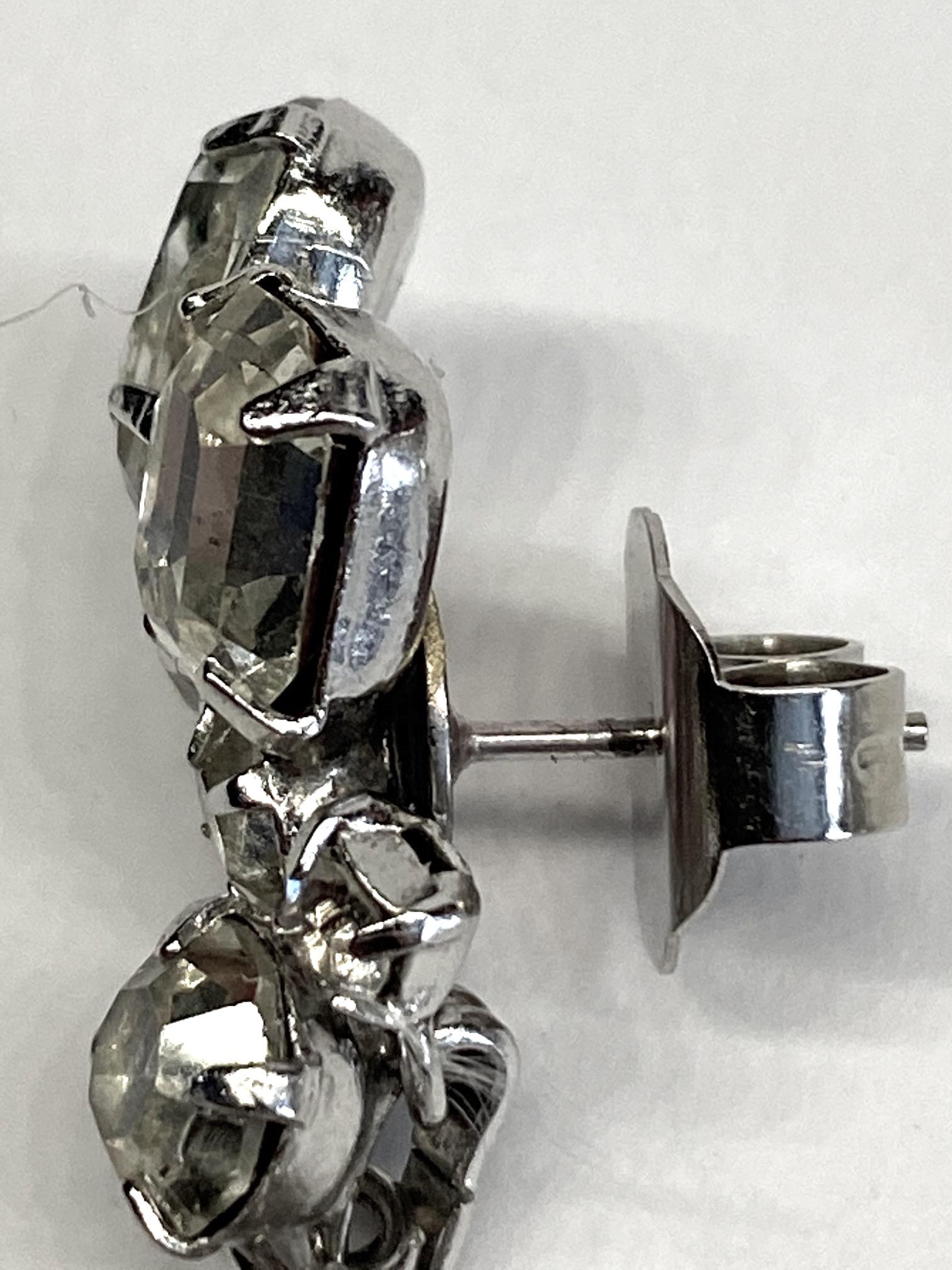 1950/ 1960s Rhinestone & Crystal Bead Pendant Earrings with Post 3