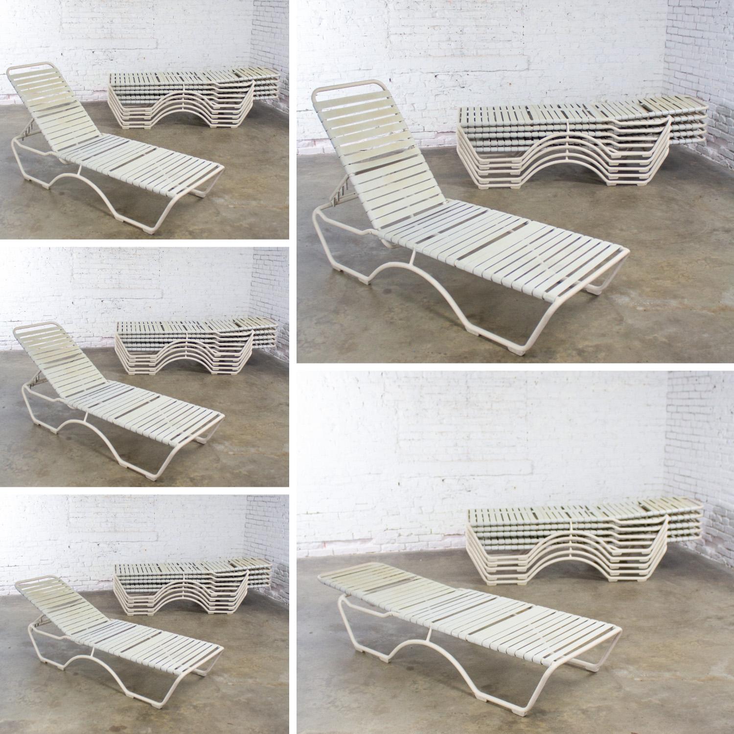 1950-1960 Lot de 6 chaises longues empilables Tropitone Kahana Aluminium & Vinyle en vente 5
