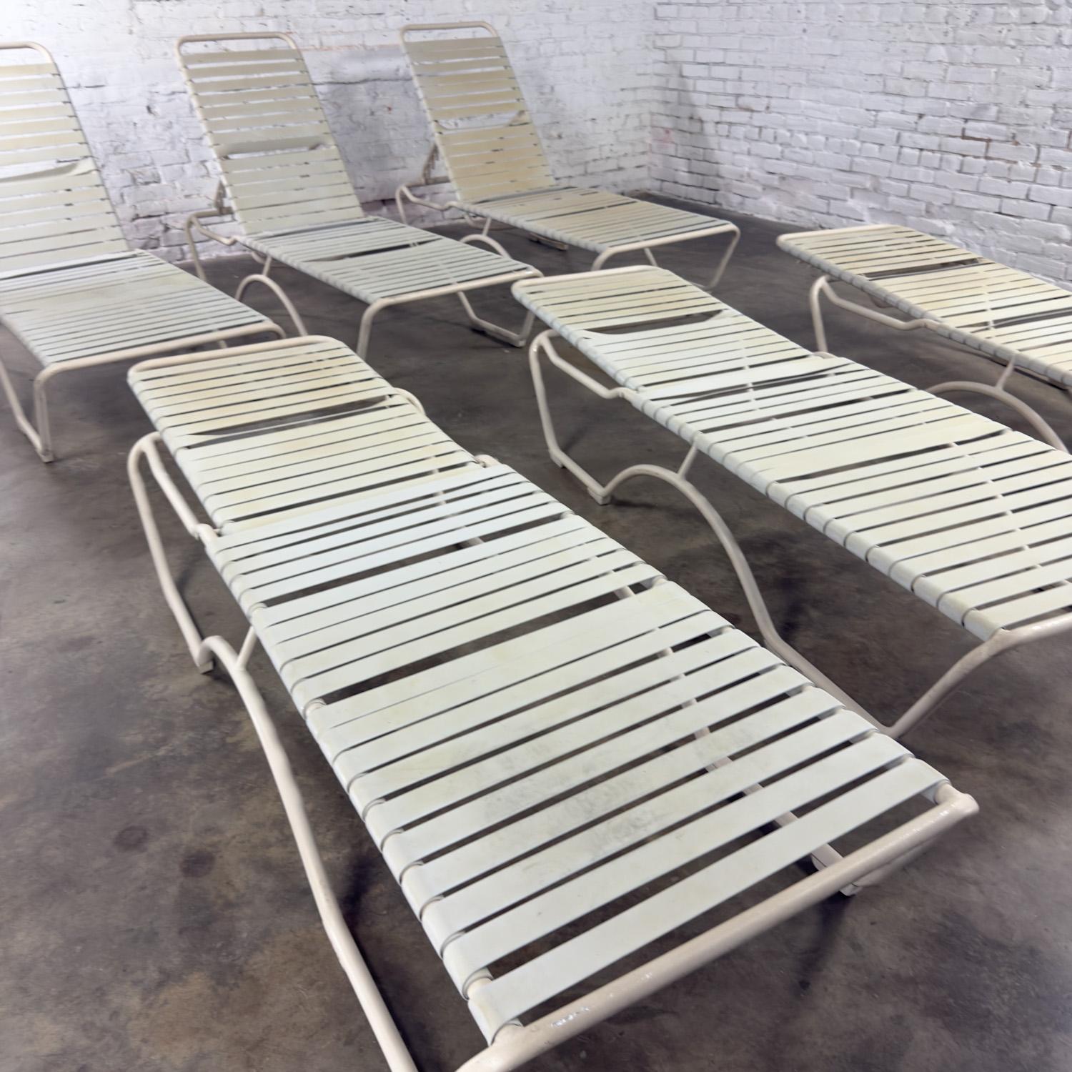 1950-1960 Lot de 6 chaises longues empilables Tropitone Kahana Aluminium & Vinyle en vente 2