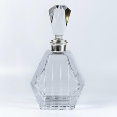 1950-1970, carafe en cristal taillé à la française avec monture en argent - 10 pouces