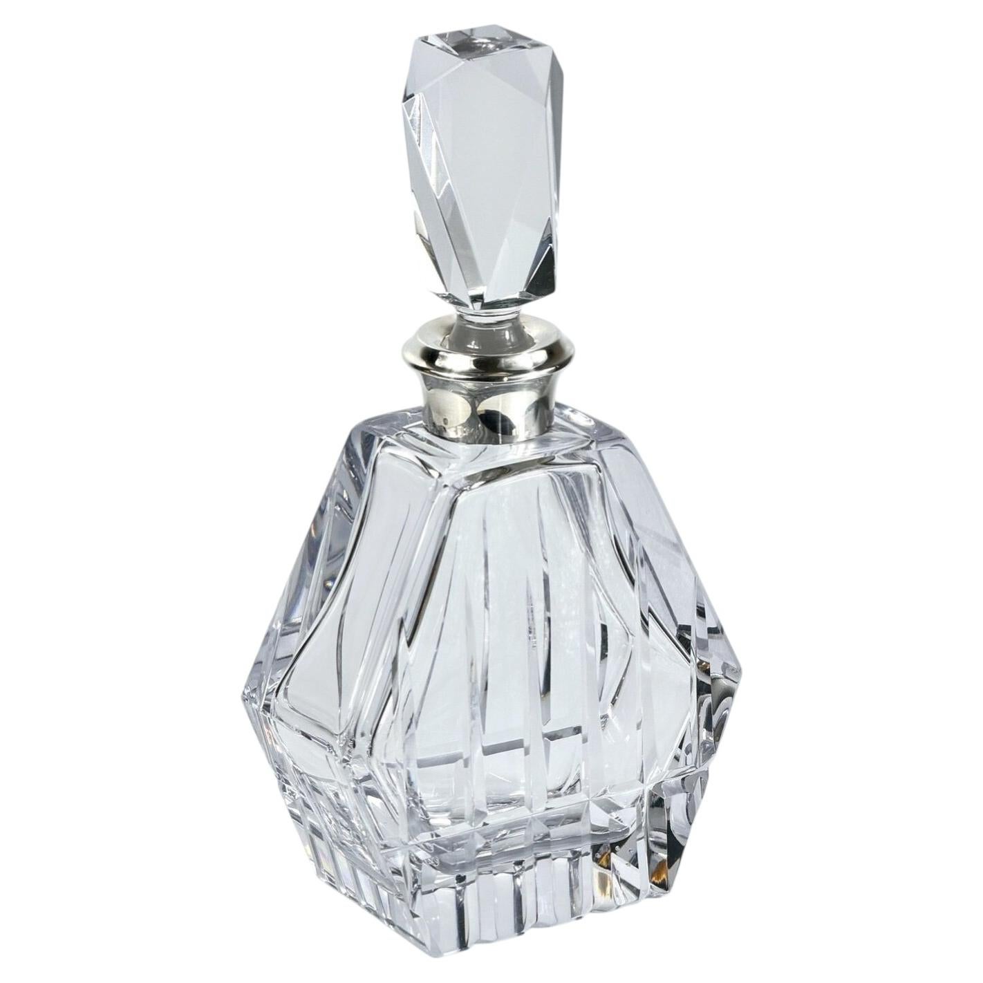 1950-1970, French Cut Crystal Decanter with Silver Mount - 10 in
