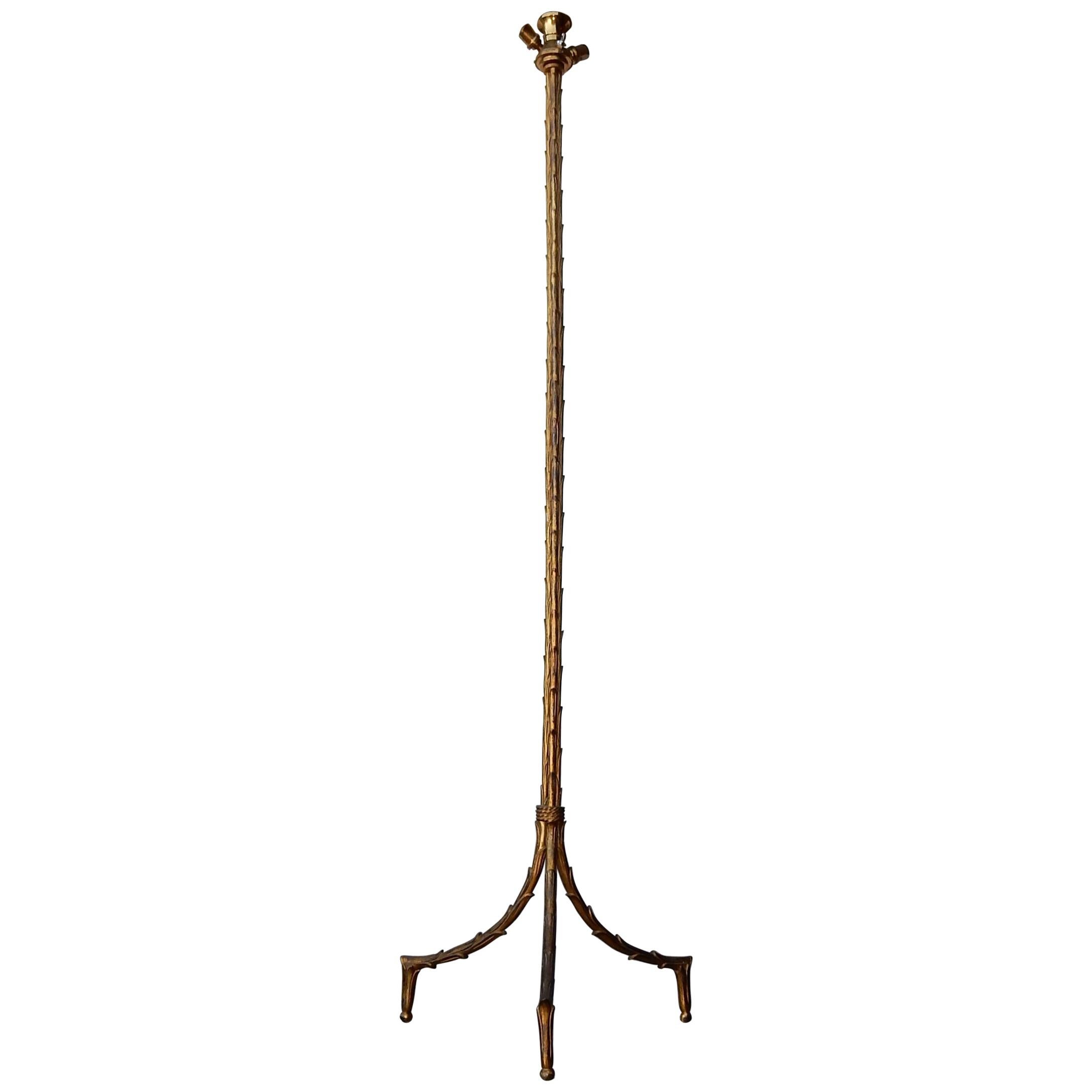 1950-1970 Golden Bronze Lamppost Maison Charles Model Palm Tree 3 Amounts For Sale