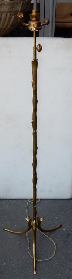 1950-1970 Golden Bronze Lamppost Maison Charles Model Palm Tree Adjustable