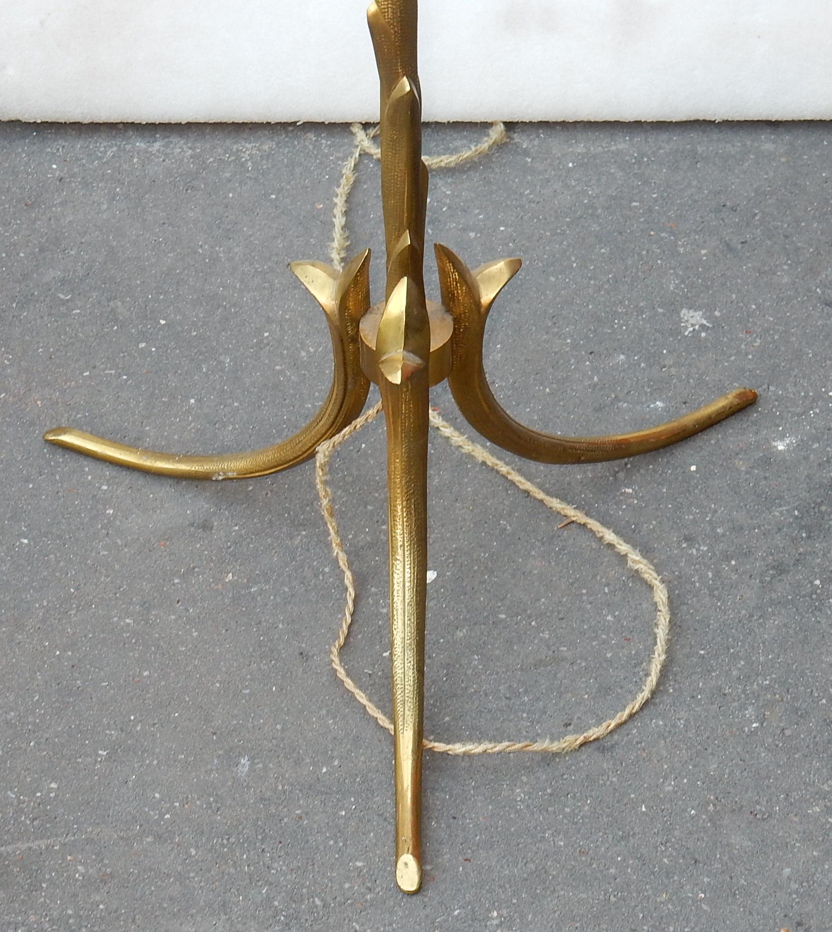 Neoclassical 1950-1970 Golden Bronze Lamppost Maison Charles Model Palm Tree Adjustable For Sale
