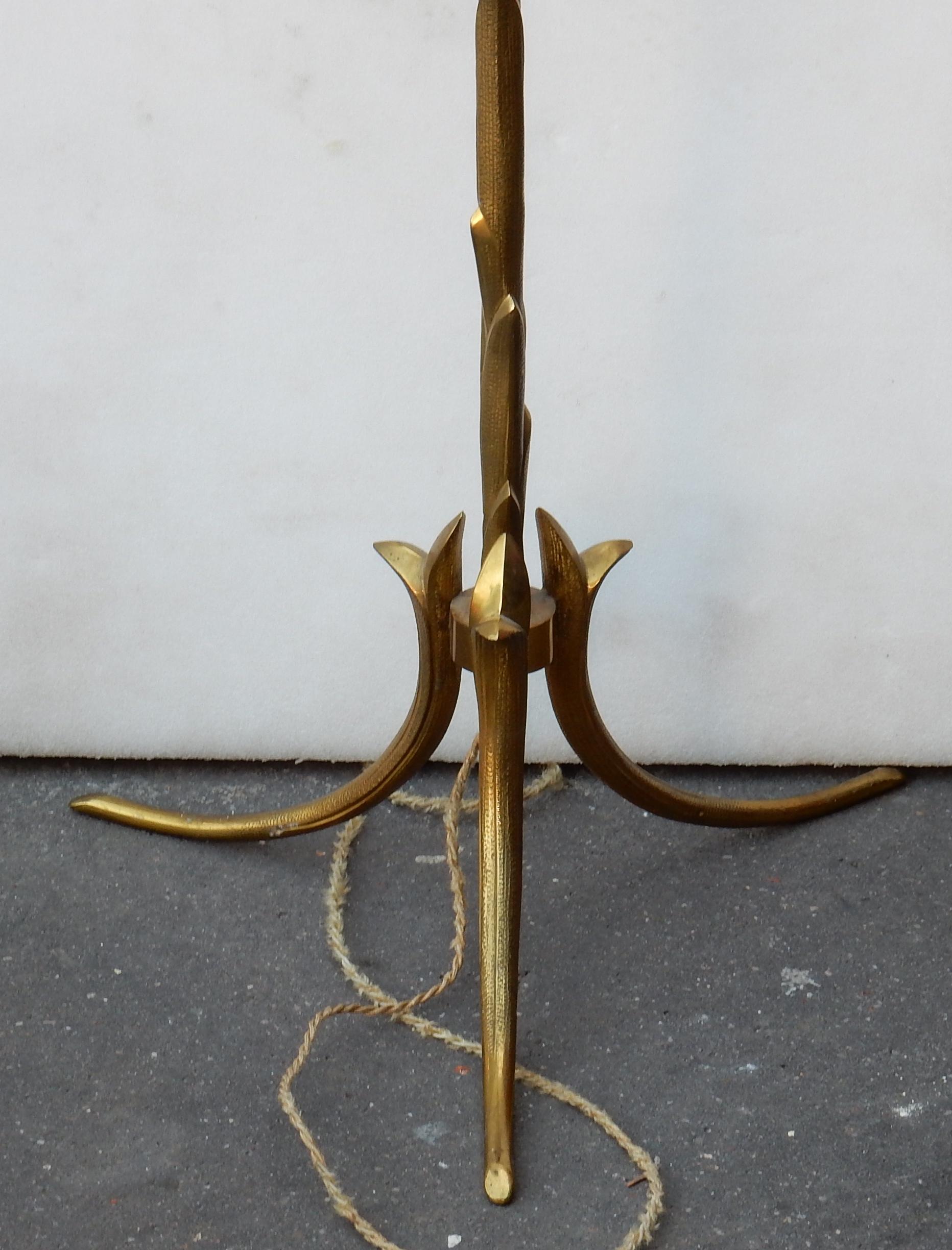 Fin du 20e siècle Poster de lampe en bronze doré des années 1950-1970 Modèle de palmier réglable Maison Charles en vente