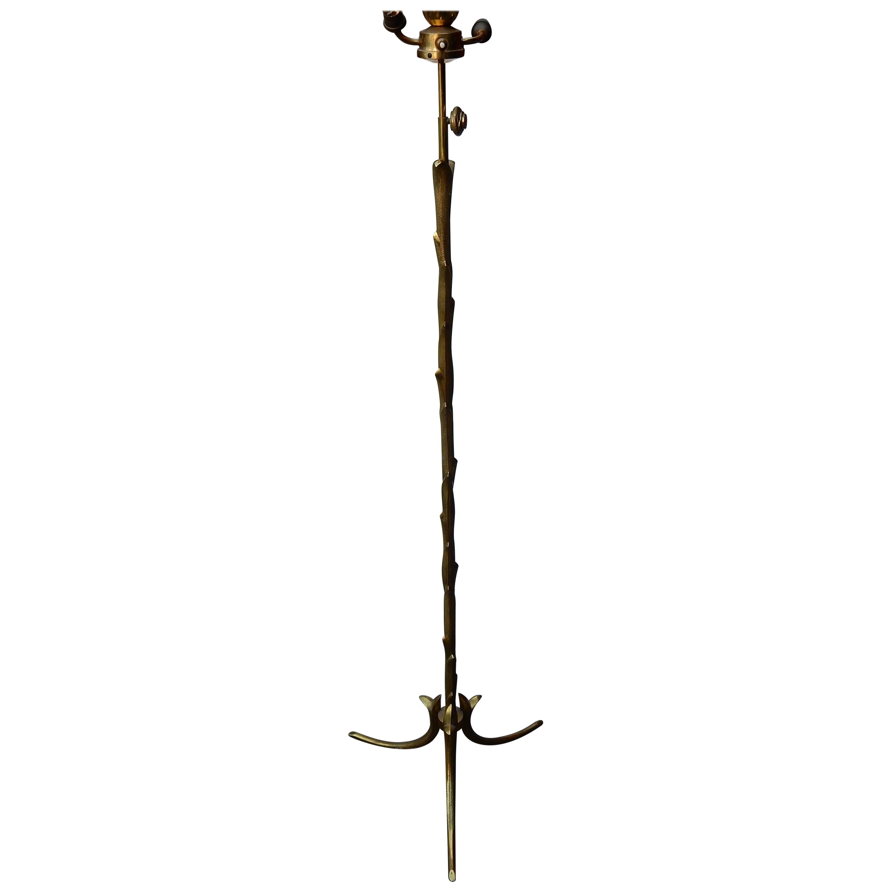Poster de lampe en bronze doré des années 1950-1970 Modèle de palmier réglable Maison Charles en vente
