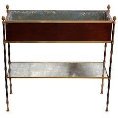 1950-1970 Jardinière Style Baguès Gilt Bronze Bamboo, Mahogany and Zinc Tray