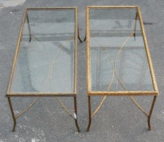 1950-1970 Pair of Coffee Table Maison Charles, Top in Glass