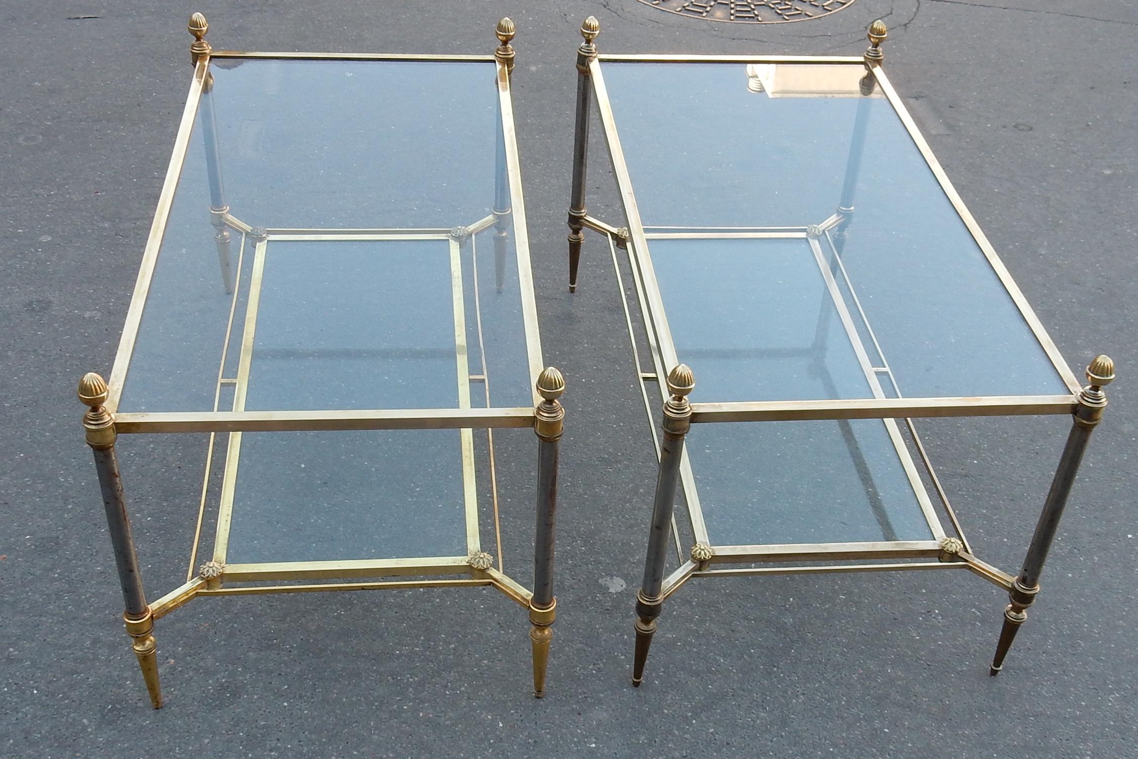 1950-1970 Pair of Coffee Table Maison Jansen with Glasses 3