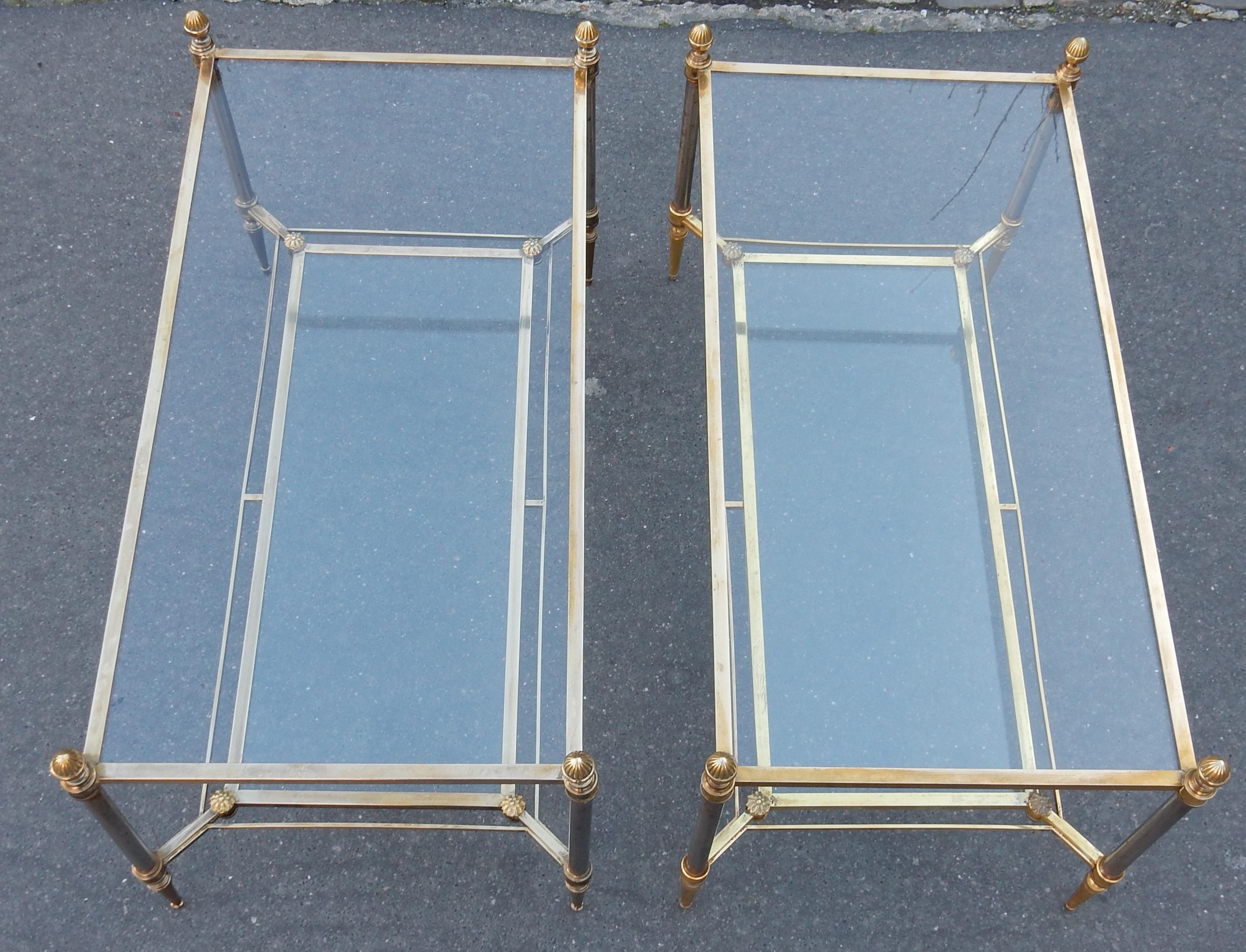 1950-1970 Pair of Coffee Table Maison Jansen with Glasses 7