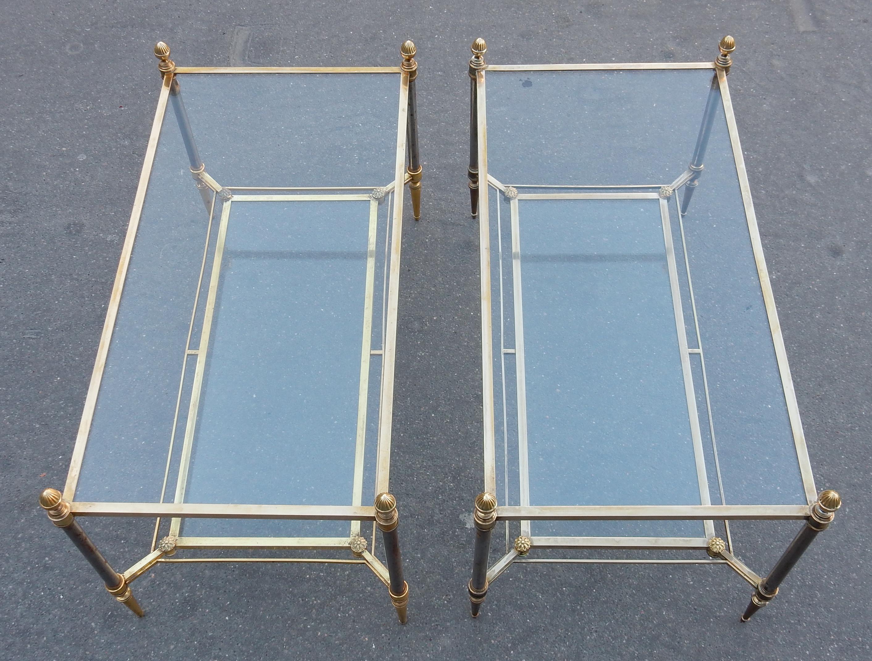 1950-1970 Pair of Coffee Table Maison Jansen with Glasses 8