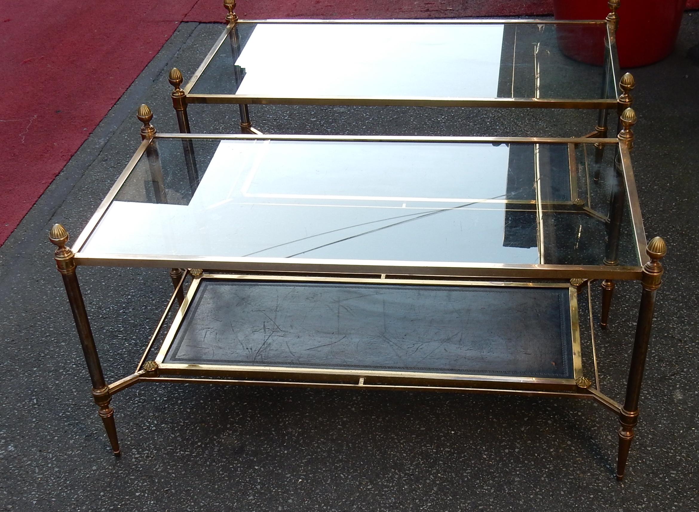 1950-1970 Pair of Coffee Table Maison Jansen with Glasses In Good Condition In Paris, FR