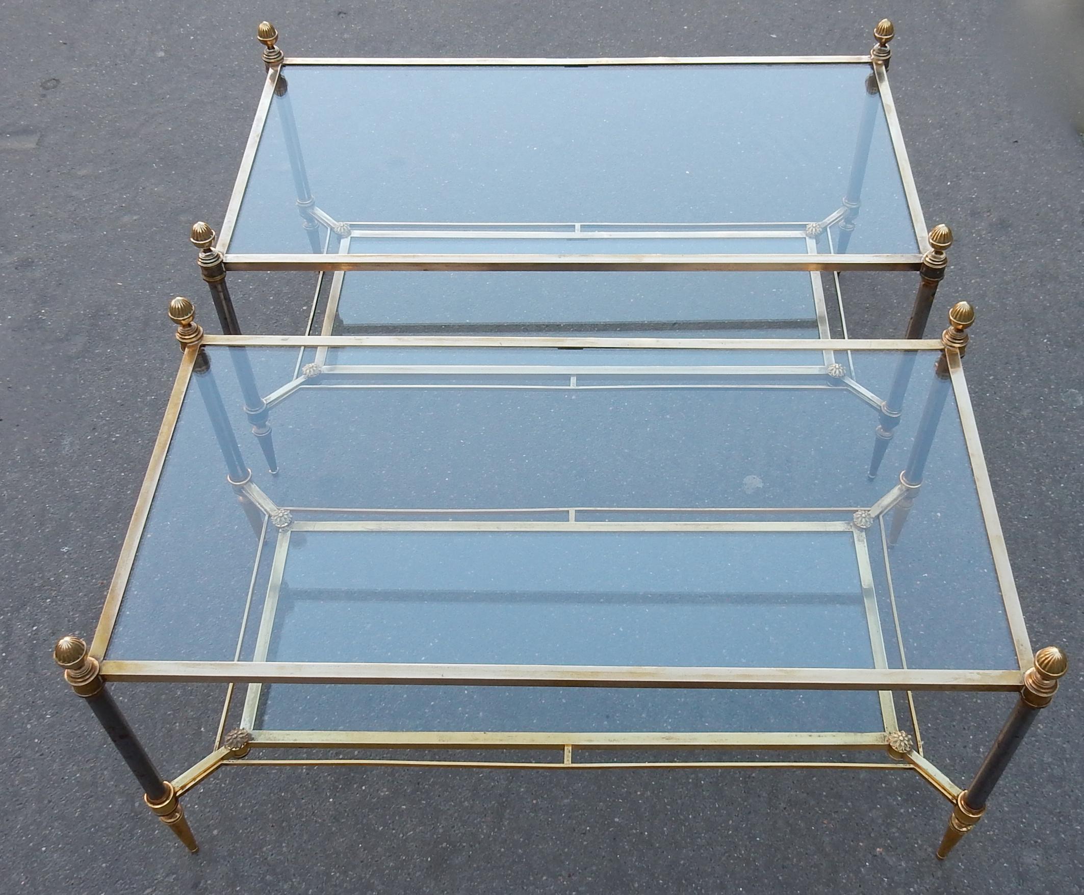 1950-1970 Pair of Coffee Table Maison Jansen with Glasses 1