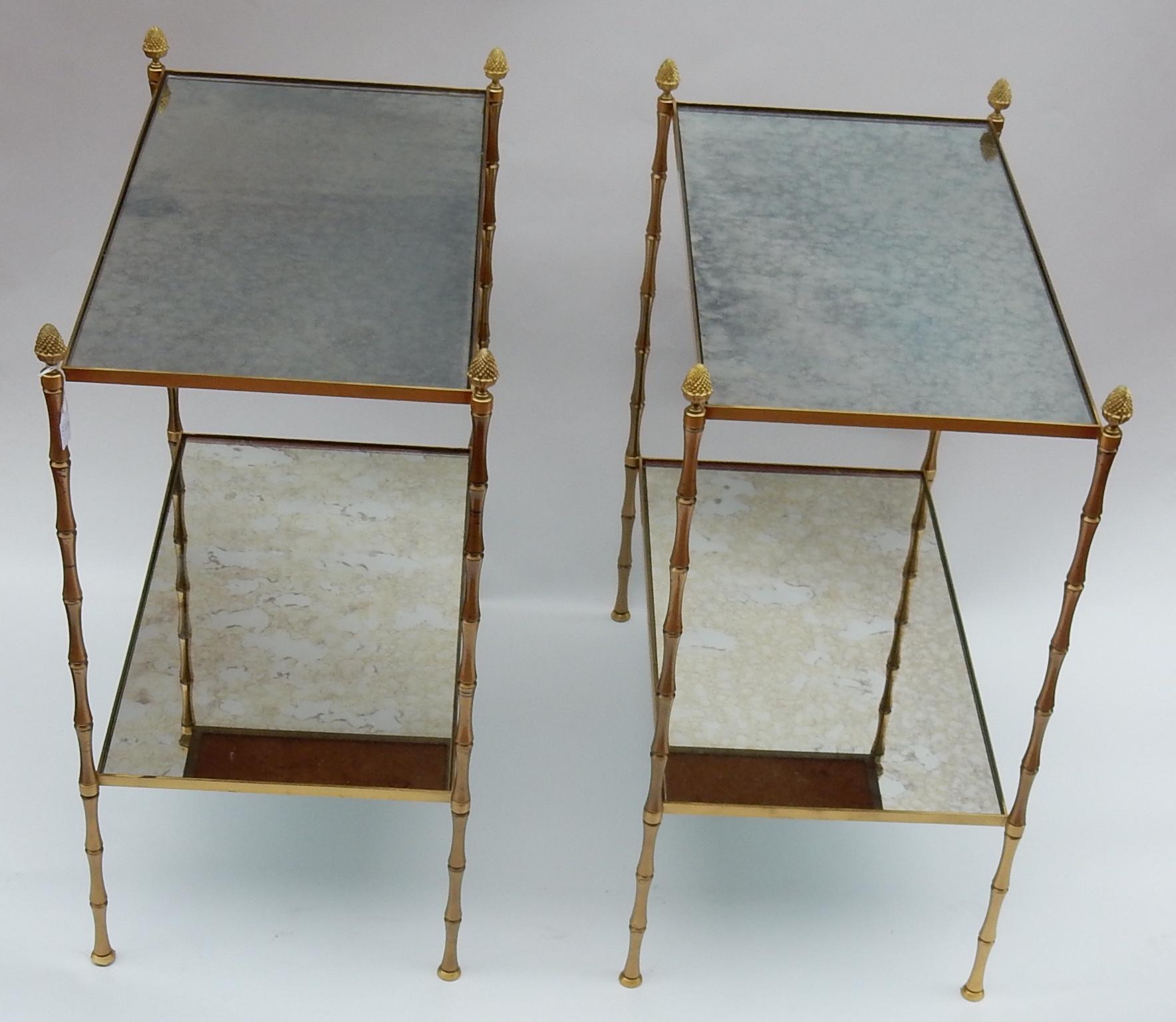 1950-1970 Paar Sofaende im Stil von Maison Bagués Modell Bambus (Vergoldet) im Angebot