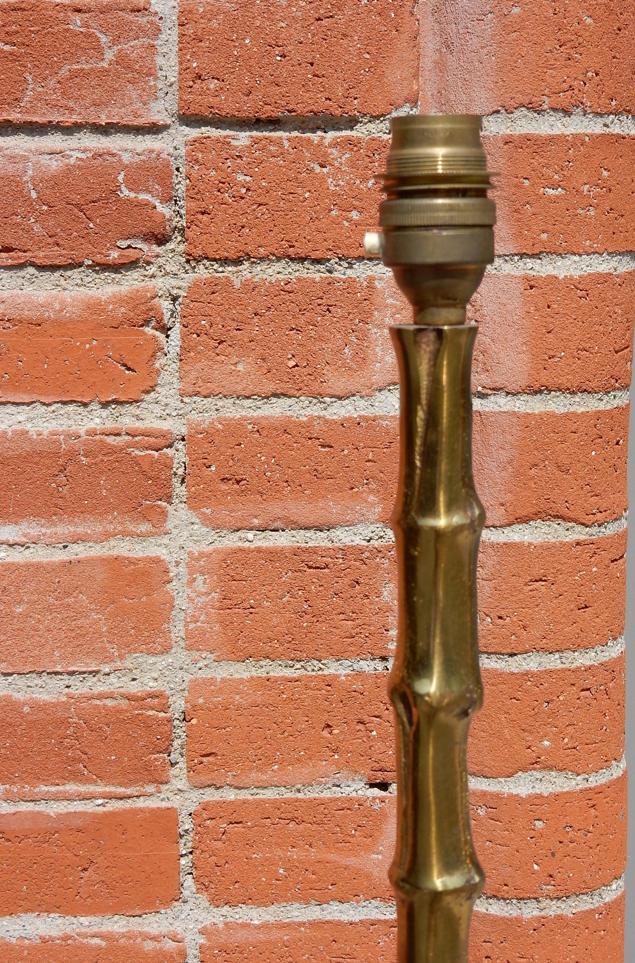 1950-1970 Pair of Golden Bronze or Brass Floor Lamps Maison Bagués Model Bamboo For Sale 1