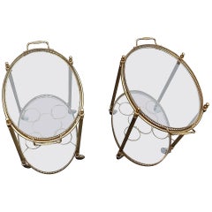 1950-1970 Pair of Rolling Bar in Brass in the Style of Maison Baguès