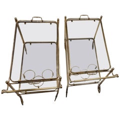 1950-1970 Pair of Rolling Bar in Brass Maison Baguès in the Style of Louis XVI