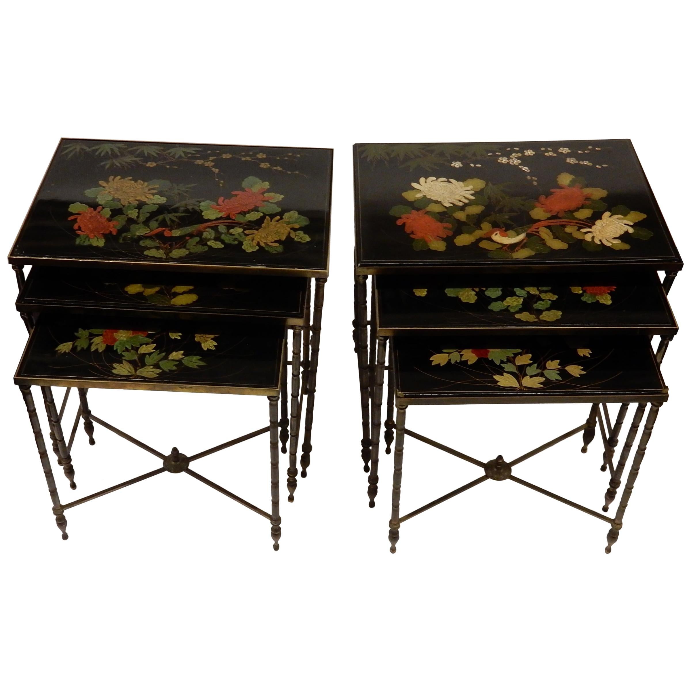 1950-1970 Pair of Series of 3 Nesting Tables