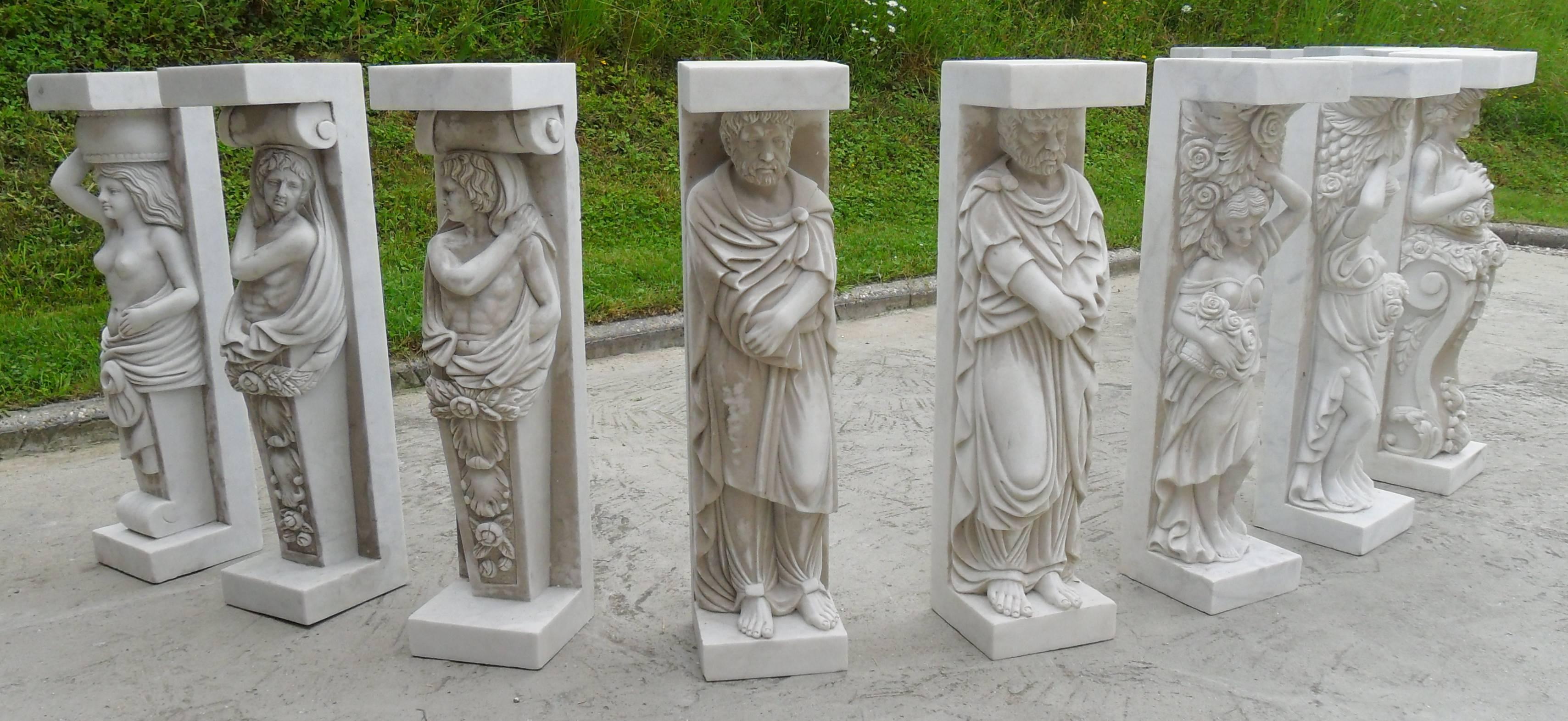 1950-1970 Set of 12 Antique White Marble Statues 3