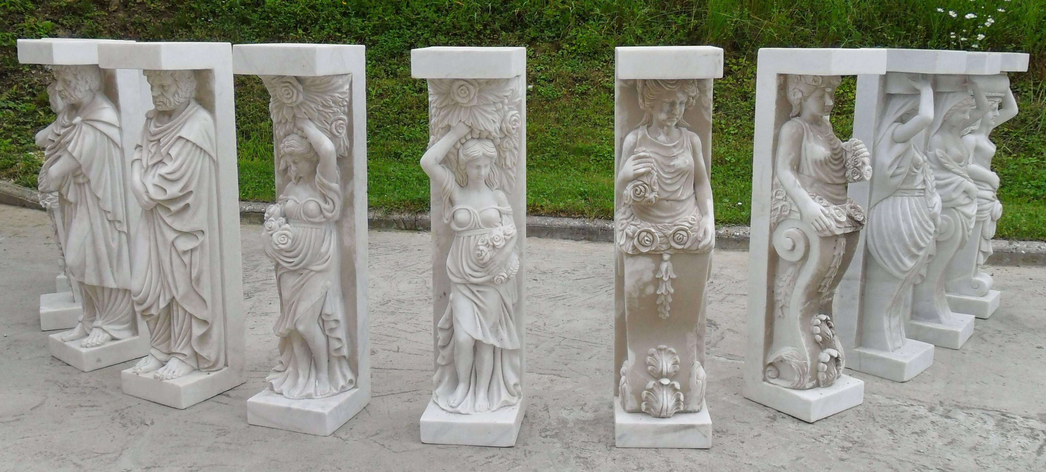 1950-1970 Set of 12 Antique White Marble Statues 7