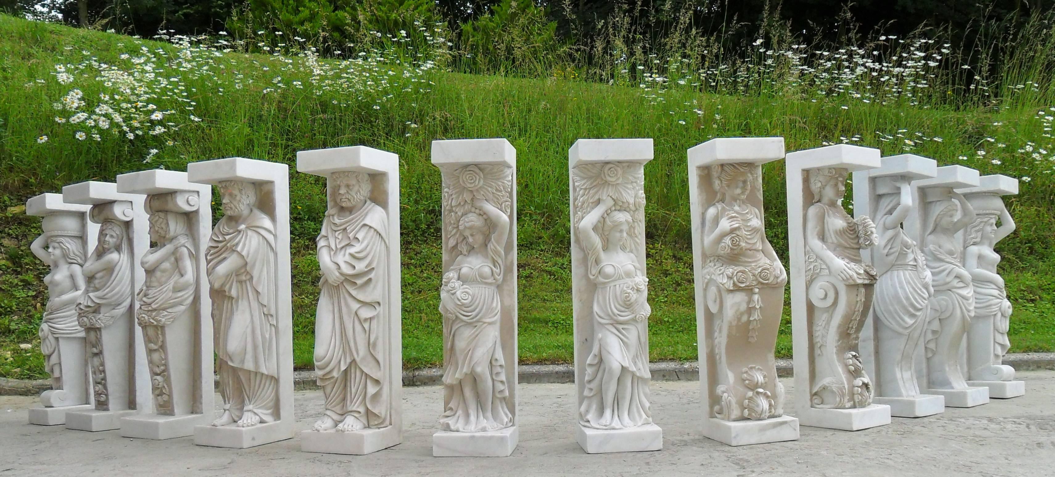 1950-1970 Set of 12 Antique White Marble Statues 8