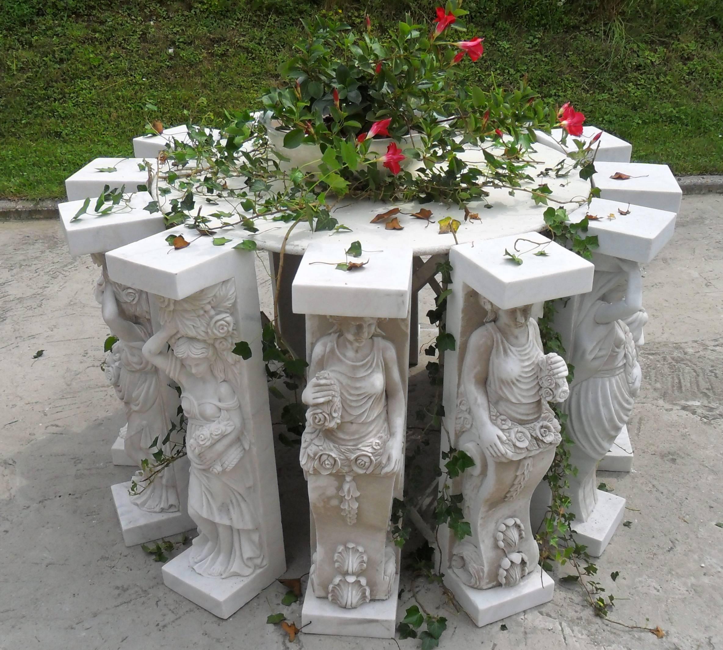 Medieval 1950-1970 Set of 12 Antique White Marble Statues