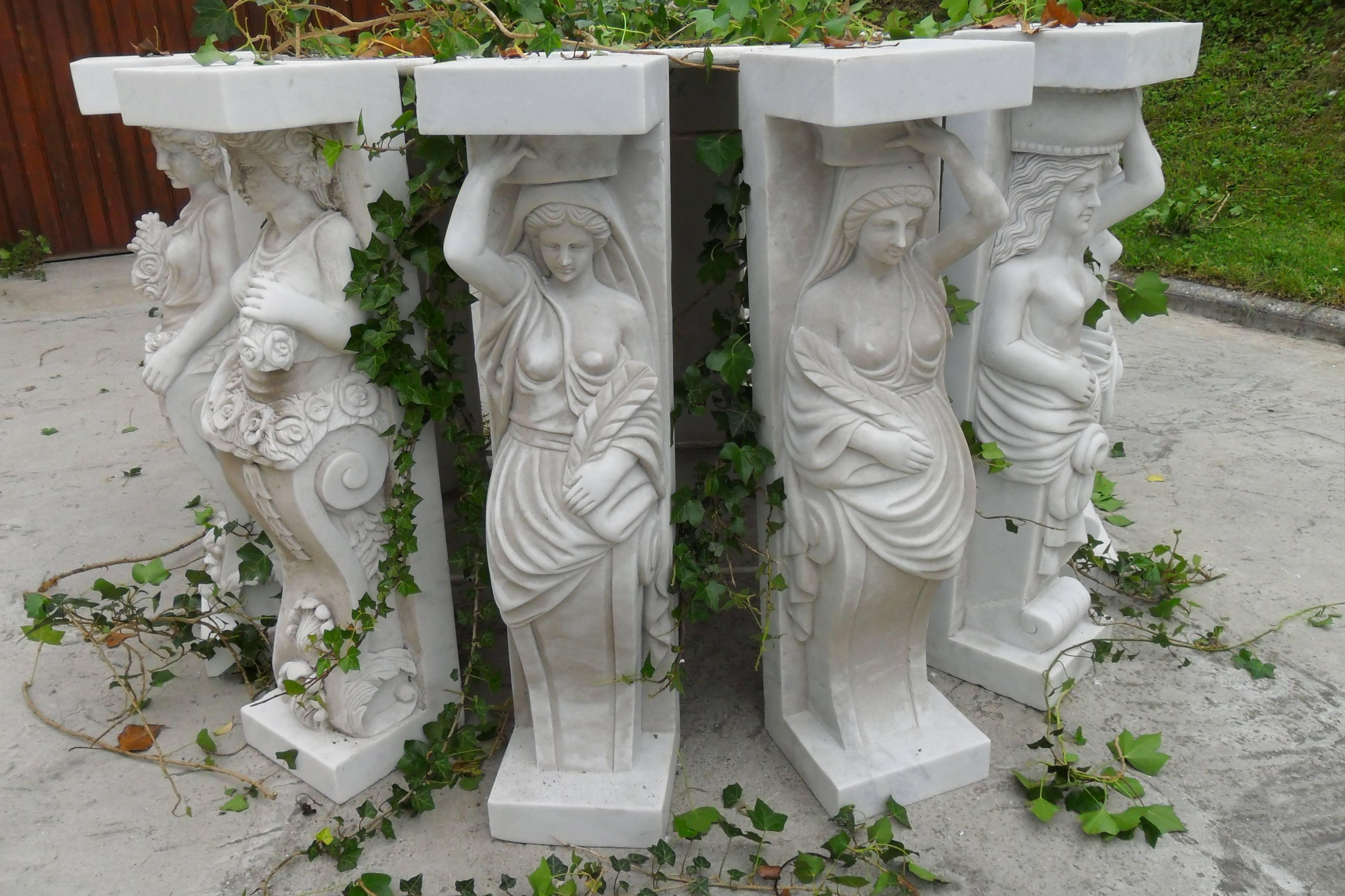 Mid-20th Century 1950-1970 Set of 12 Antique White Marble Statues