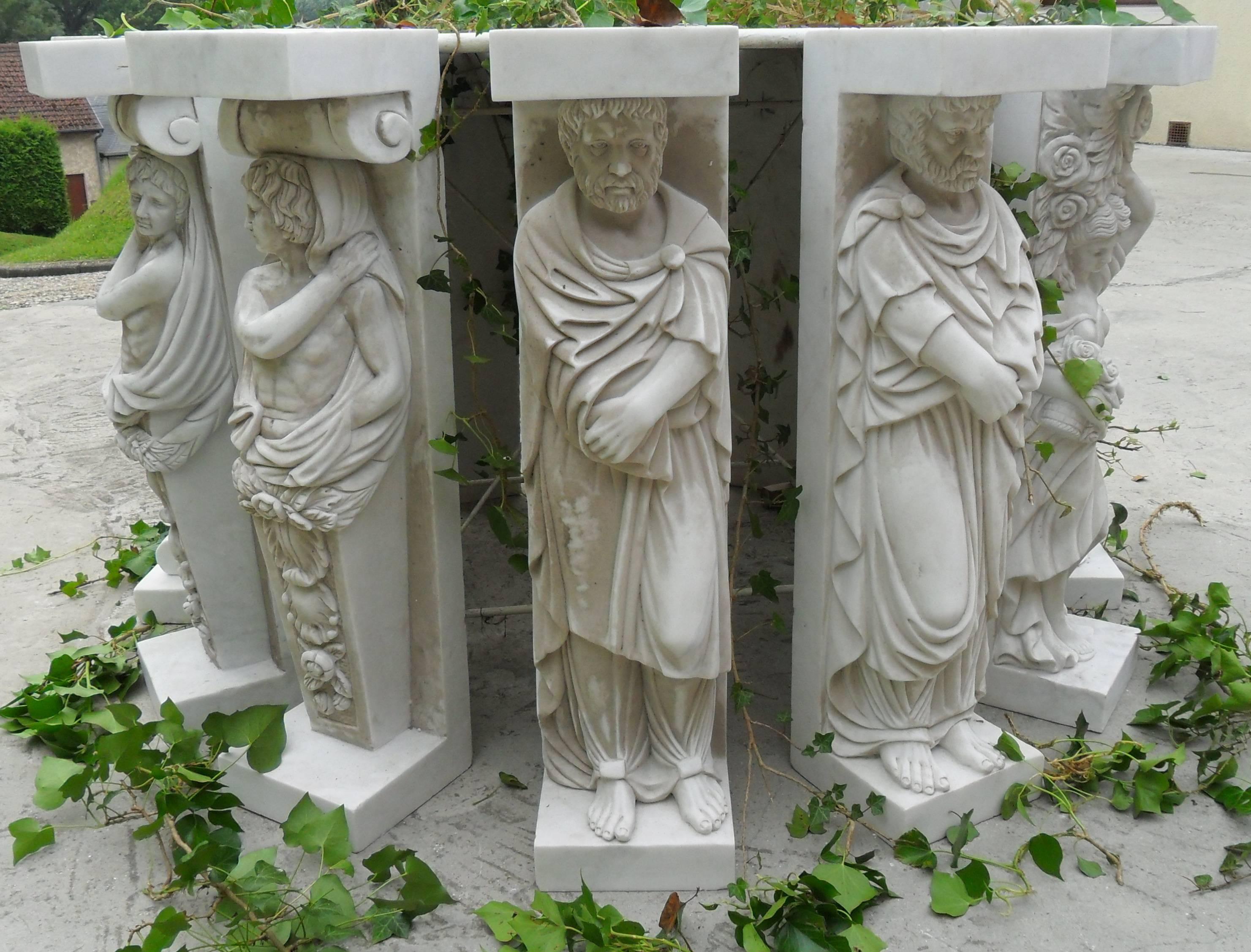1950-1970 Set of 12 Antique White Marble Statues 1