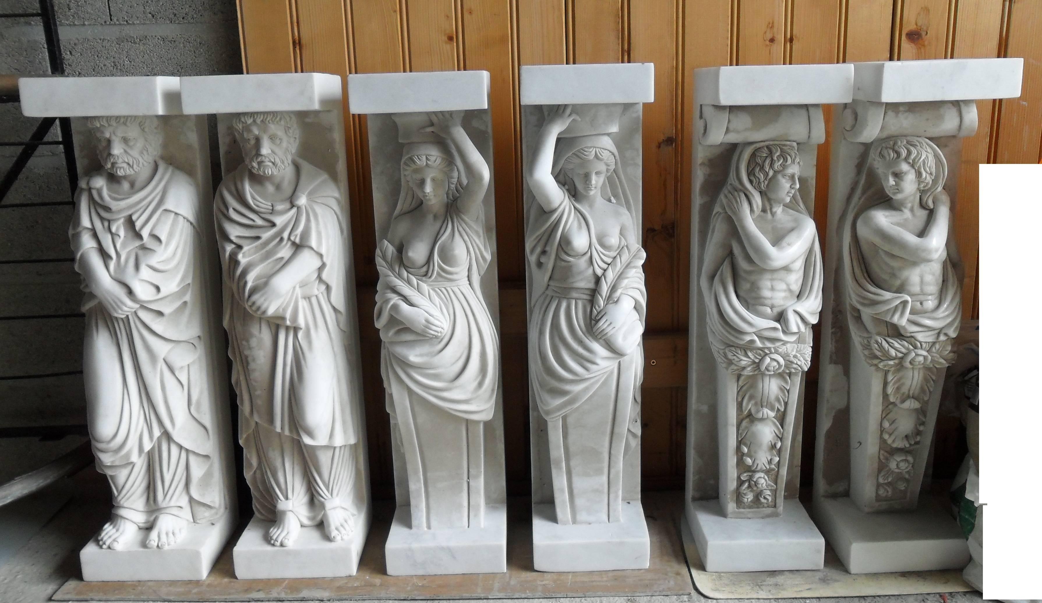 1950-1970 Set of 12 Antique White Marble Statues 2