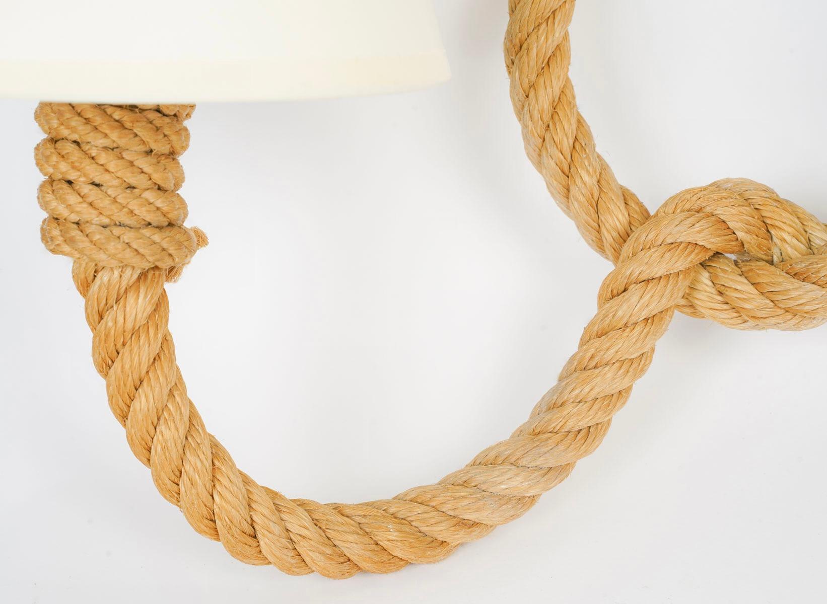 French 1950- 2 Audoux Minet rope wall lights  For Sale