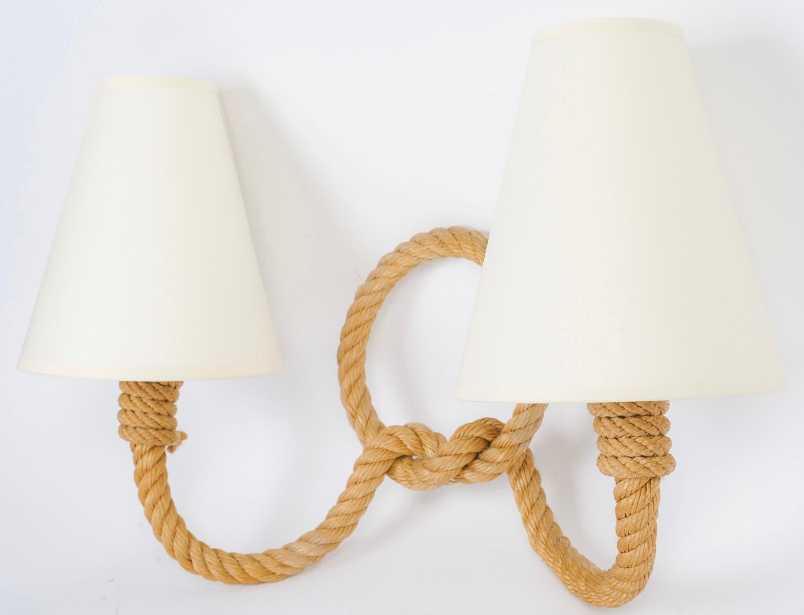 1950- 2 Audoux Minet rope wall lights  In Good Condition For Sale In Saint-Ouen, FR