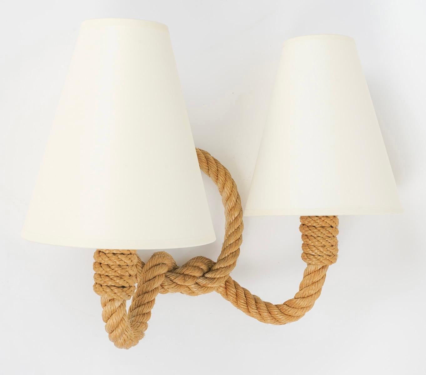 Mid-20th Century 1950- 2 Audoux Minet rope wall lights  For Sale
