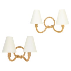 1950- 2 Audoux Minet rope wall lights