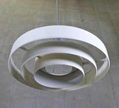 Kurt Versen Mid Century Modern Saturn Ring UFO Pendant Lights