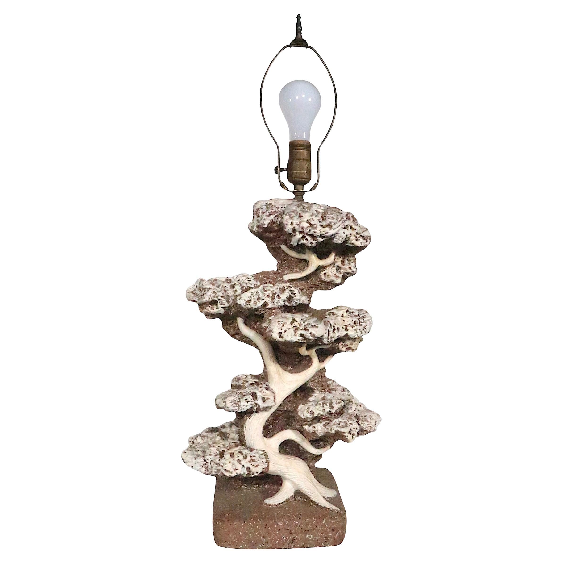 1950/60's Chalk Ware Bonsai Tree Lamp att. to Reglor of California c 1950's