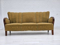 1950-60s, Danish 3-seater sofa, original condition, cotton/wool, beech wood.
