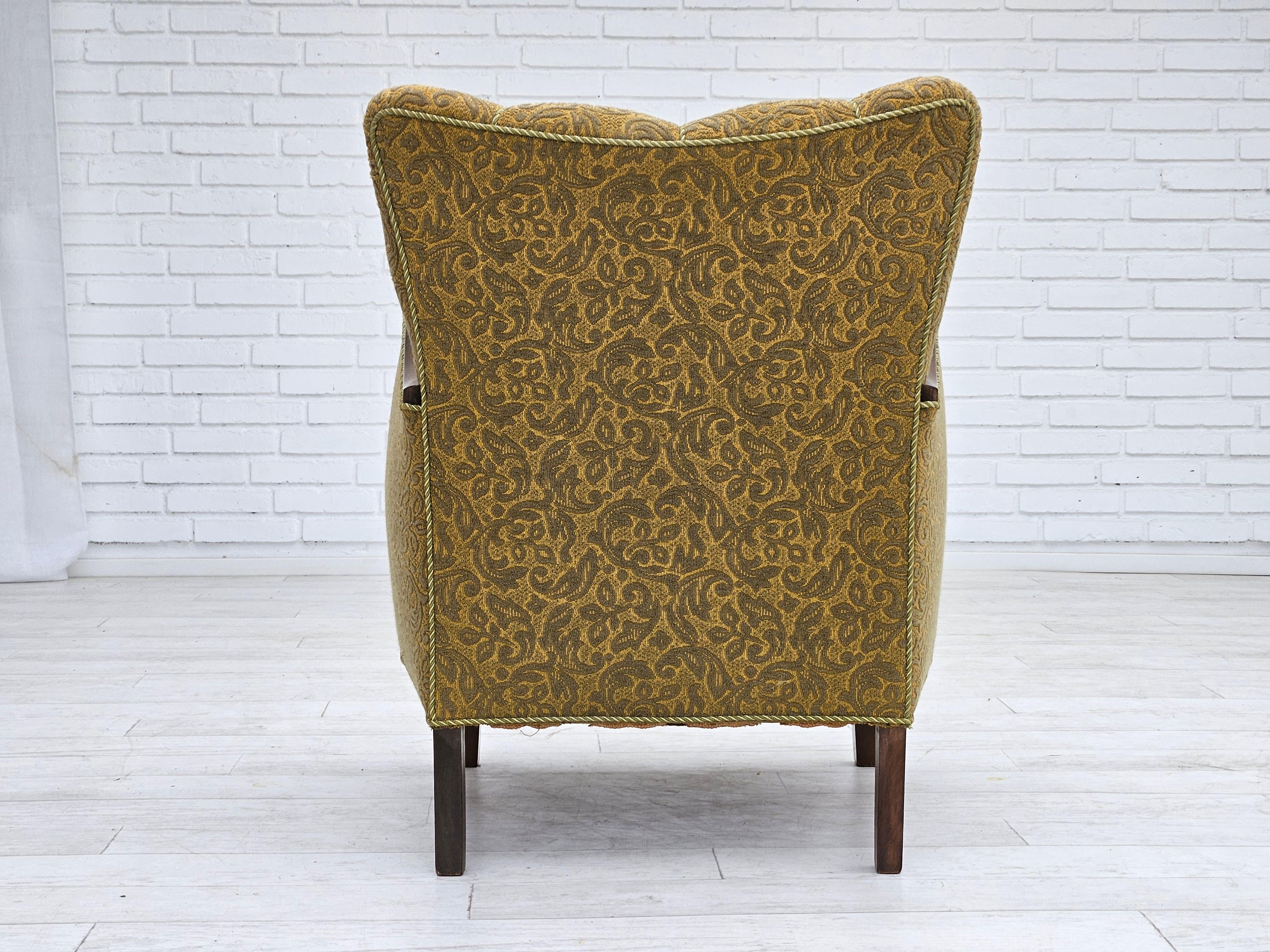 Fabric 1950-60s, Danish design, armchair, original very good condition. For Sale