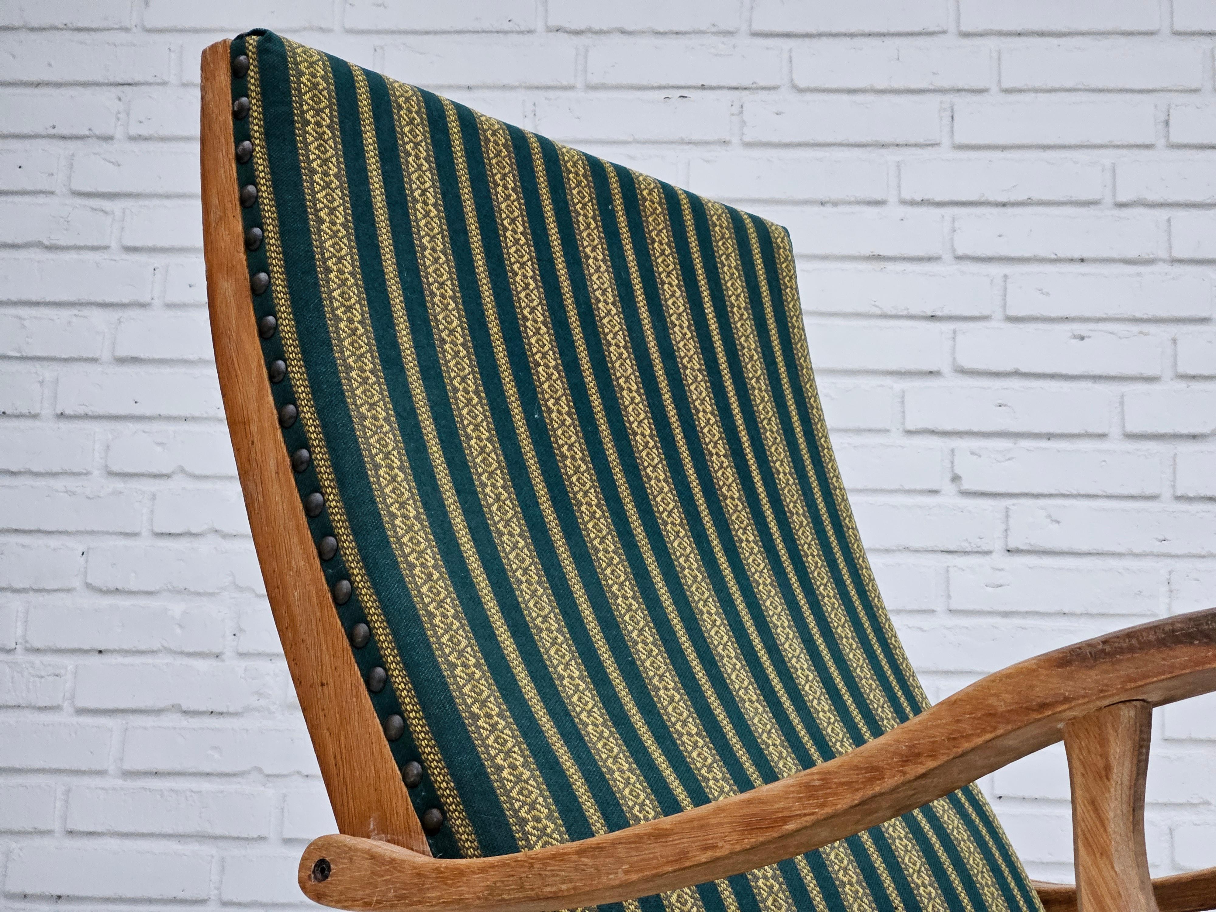 Wool 1950-60s, Danish highback rocking chair, original very good condition. For Sale