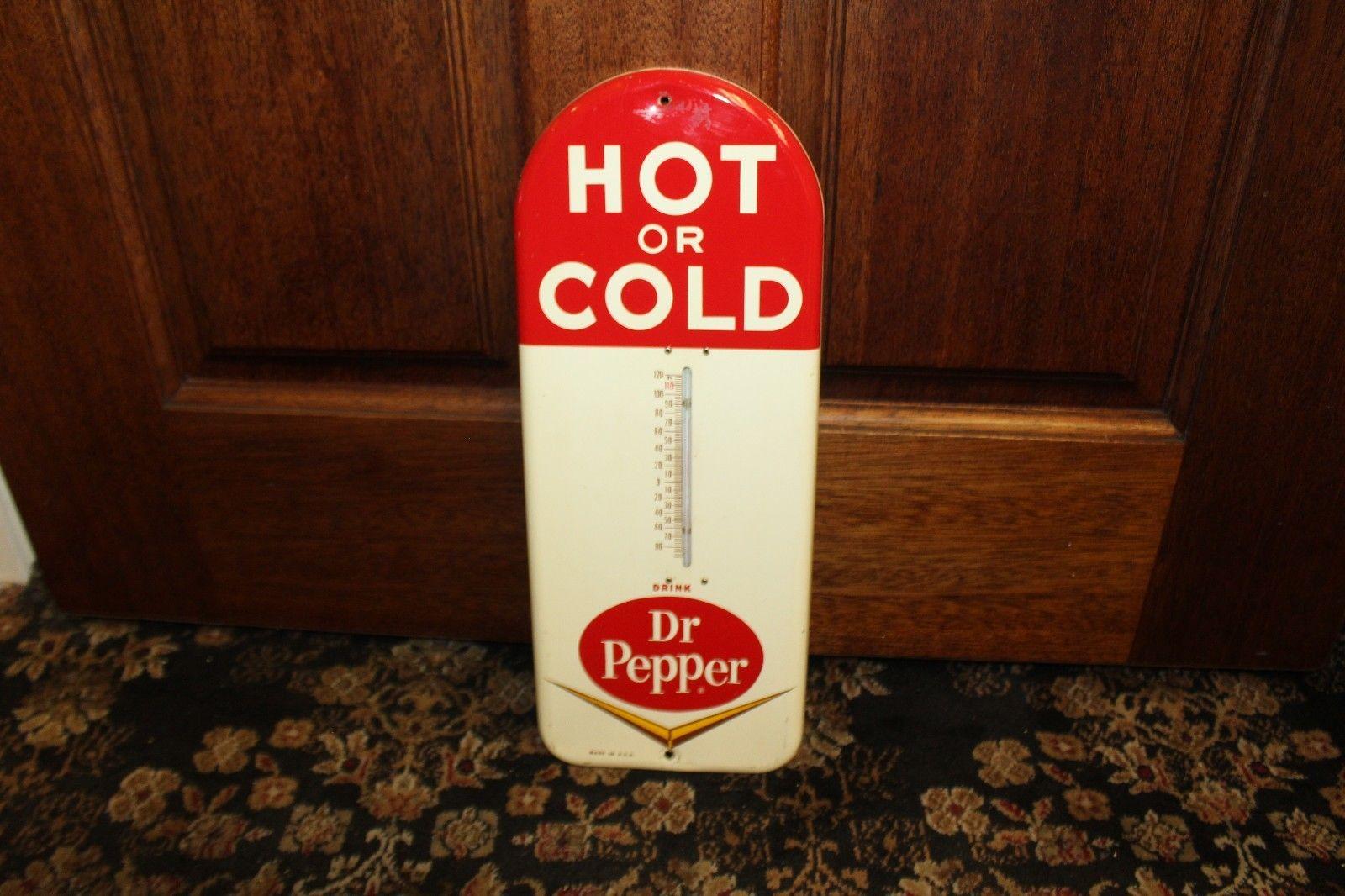 1950-60s Dr Pepper Soda Advertising Tin Thermometer Sign For Sale 3