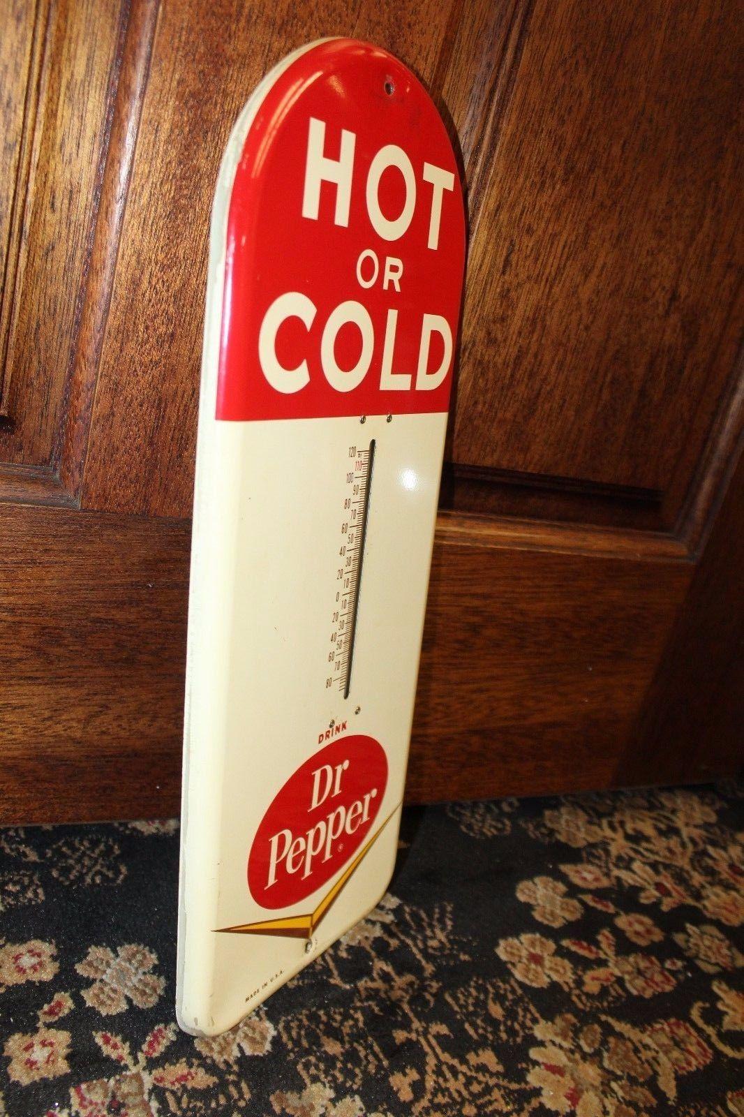 1950-60s Dr Pepper Soda Advertising Tin Thermometer Sign For Sale 1