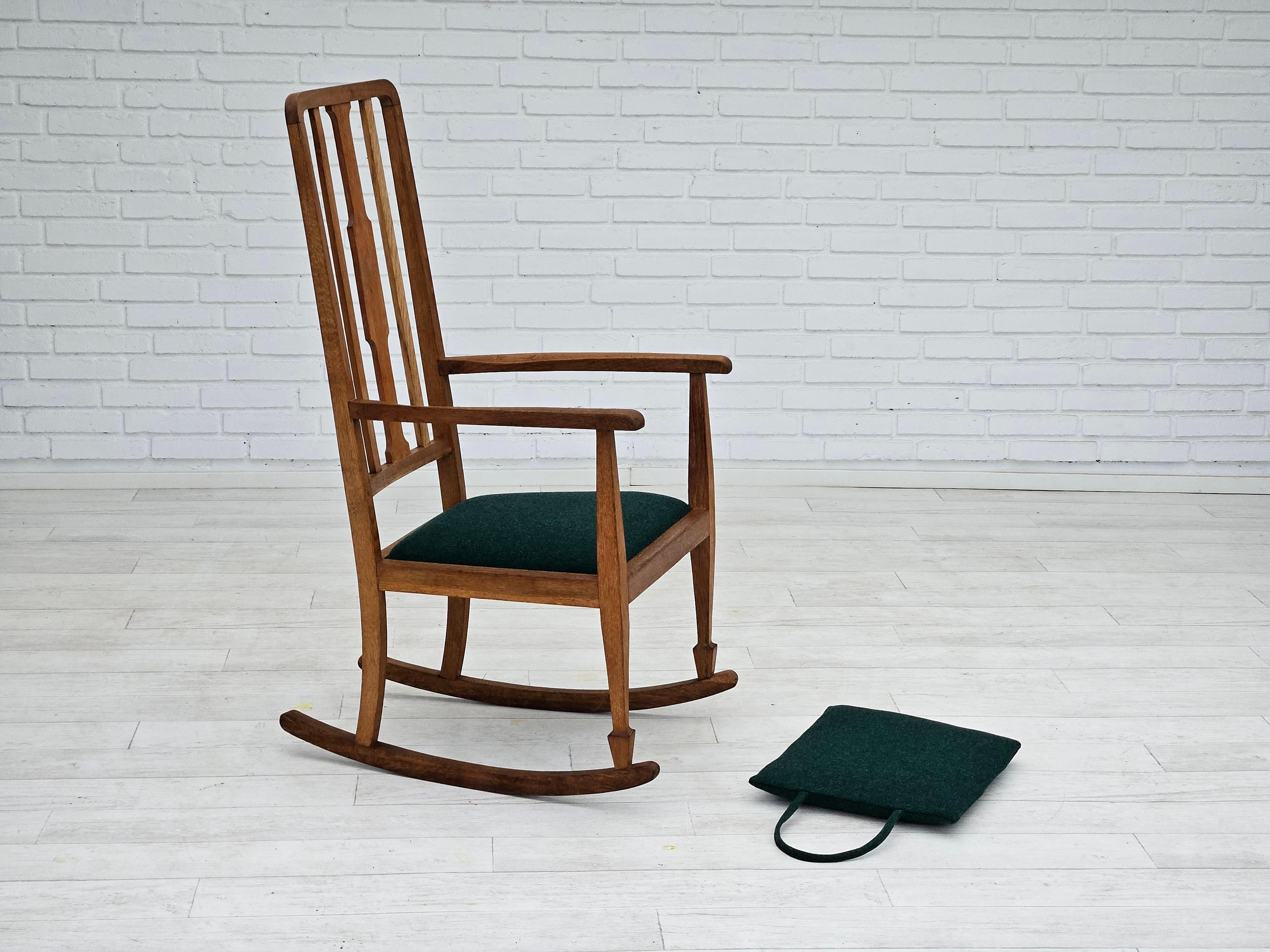 1950-60s, reupholstered Danish highback rocking chair, KVADRAT furniture wool. For Sale 2
