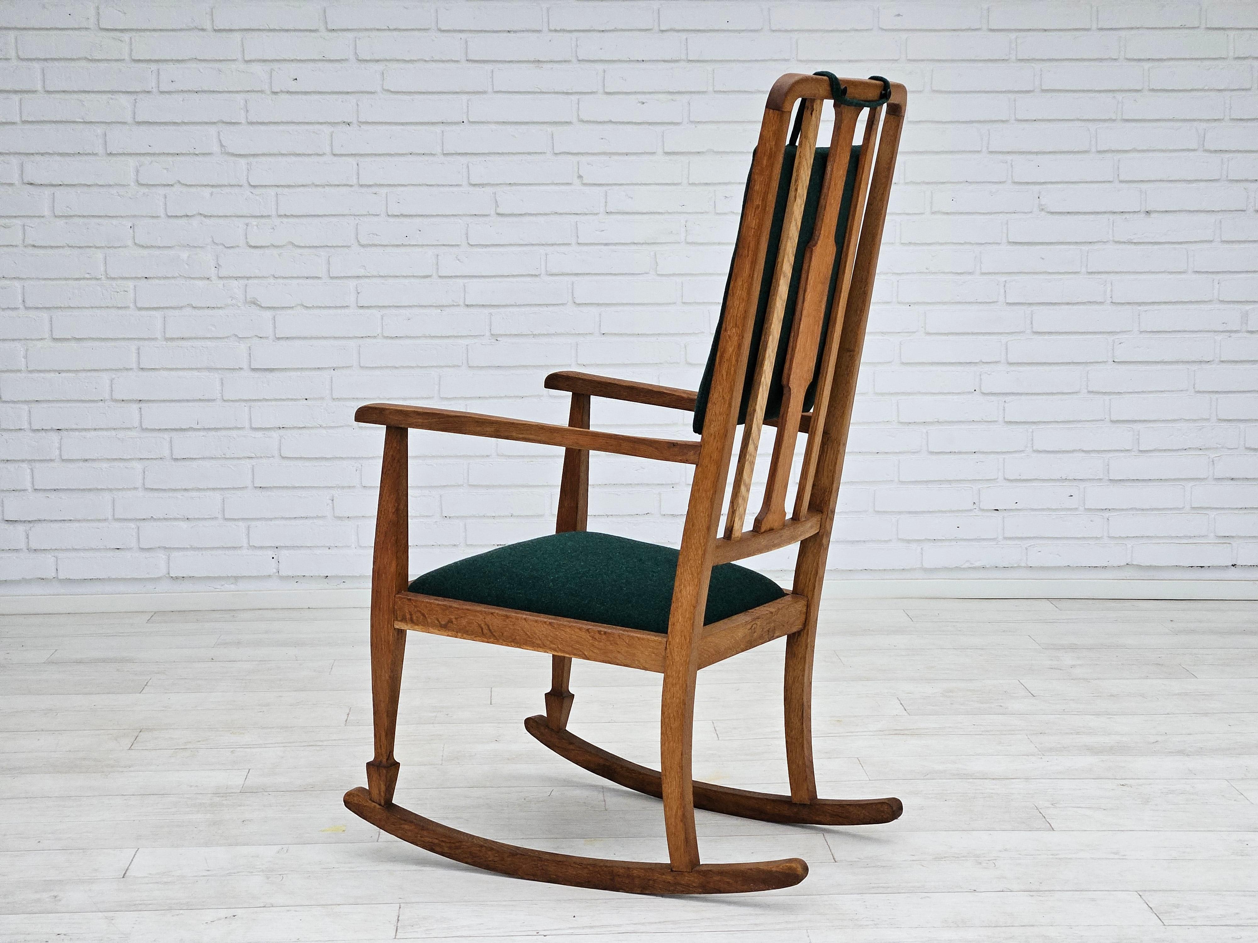 1950-60s, reupholstered Danish highback rocking chair, KVADRAT furniture wool. In Good Condition For Sale In Tarm, 82