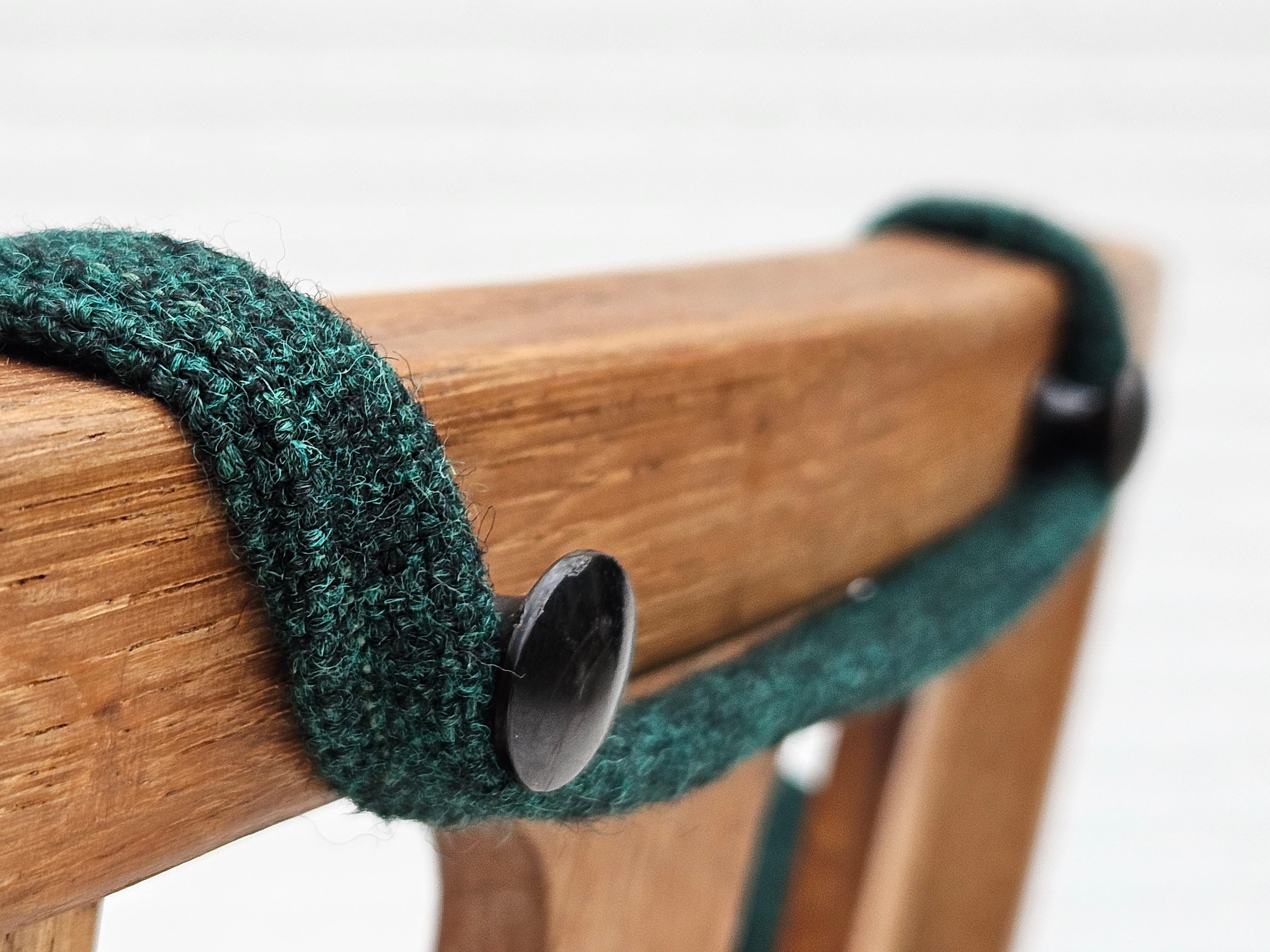 Wool 1950-60s, reupholstered Danish highback rocking chair, KVADRAT furniture wool. For Sale