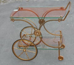 Mitte des Jahrhunderts Jansen Style Bronze Rolling Bar Cart
