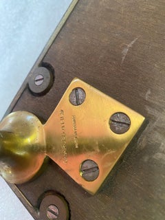 1950/70′ Bronze Side Table, Blue Marble and Rust Tray Maison Charles Signed